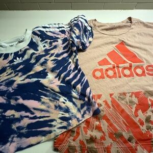 Adidas Cropped Tie-Dye, Salmon T Shirt Set of 2